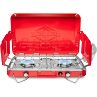 Hike Crew Gas Camping Stove | 20,000 BTU Portable Propane 2 Burner Stovetop | Integrated Igniter &amp; Stainless Steel Drip Tray