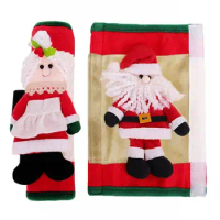 Fridge Handle Covers 2pcs Dishwasher Door Cloth Protector Christmas Home Decor For Refrigerator Oven Microwave Dishwasher