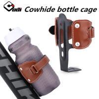 Bicycle cowhide bottle cage Adjustable size leather water bottle holder for MTB road bike for brompton birdy Water cup magic