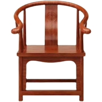 太師椅 實木茶椅單人椅中式圍椅太師椅官帽椅禪椅仿古椅子榆木圈椅三件套『XY13010』