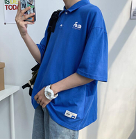 FINDSENSE X 韓國 男 寬鬆POLO衫短袖上衣薄款個性 短袖夏季 寬鬆透氣T恤