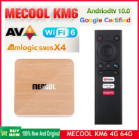 [Genuine]Mecool KM6 Deluxe ATV Android10 TV Box Amlogic S905X4 4G 64G Dual Wifi6 BT5.0 1000M Google Certified Smart Media Player