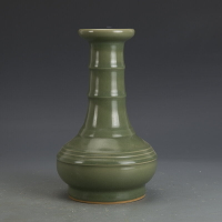 宋龍泉窯梅子青釉弦紋瓶古董古玩收藏真品中國風花瓶老物件擺件