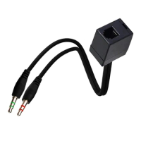 Headset Converter RJ9 4P4C Female to 3.5mm Male Phone Adapter Cable for Home, Office, Business Conference,Education
