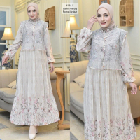 Ladies - Gamis Plisket Premium Dress Rompi Brukat Plisket Gamis Terbaru Wanita Gamis Ceruty