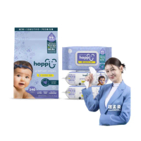 【Hoppi】高級敏感濕紙巾80抽12包 德國Derma Test認證 加大款 專為敏感肌膚設計(濕紙巾箱購)