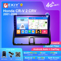 EKIY T7 For Honda CR-V 2 CRV 2001-2006 4G Android 10.0 Car Stereo Radio Multimedia Video Player Navigation GPS Carplay DVD HU