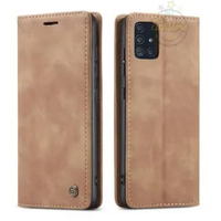 Casing untuk Hp Samsung A71 Super Wallet Pro Case PE Leather Full 360 Degree TPU Waterproof Brown