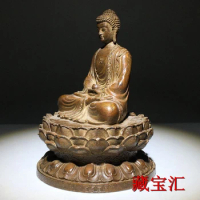 Unearthed bronze Sakyani sitting lotus statue, Buddha statue of Buddha Buddha worship ornament collection
