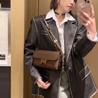 【KT DADA】復古腋下包 老錢風包包 包包 女包 腋下包 單肩包 斜背包 鍊條包 真皮包包 鍊條小方