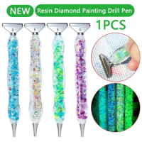 5D Diamond Painting Pen Resin Luminous Point Drill Pen Cross Stitch Embroidery Art Accessories with Metal Replacement Head