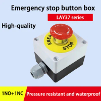 Emergency Stop Push Button Switch With Box 22mm 1 NO 1 NC 10A 660v Waterproof Box Hand-Held Button Explosion-proof anti-corrosi