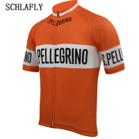 orange retro cycling jersey short sleeve full-zipper summer bike wear jersey road jersey clothing bicycle clothes schlafly