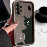 Sarung Telefon Kucing Hitam, Untuk Samsung Galaxy A23 / Samsung Galaxy A23 4G / Samsung Galaxy A23 5
