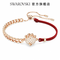 【SWAROVSKI 官方直營】Dragon &amp; Phoenix 手鏈 龍爪 紅色 鍍玫瑰金色調(交換禮物)