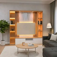 BMJ - BACKDROP TV MINIMALIS / SET BACKDROP TV RAK SUSUN DI LENGKAPI LAMPU LED