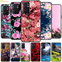 Soft TPU Print Covers For OnePlus 9RT 9R Case Black Silicone Phone Flowers Cover Coque One Plus 9 Pro Back Case Oneplus9 Fundas