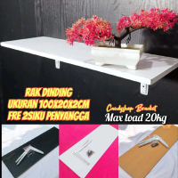 Rak Dinding Kayu Minimalis Up Space 100x20 cm dengan Gratis 2 Siku Penyangga dan 8 Scrup