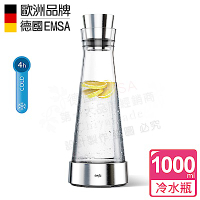 德國EMSA 頂級玻璃保冷水瓶1L 含保冰裝置 (保固2年)(不鏽鋼)-原鋼色