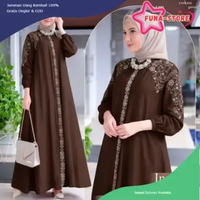 [PROMO FUNA] DRESS GAMIS KONDANGAN MEWAH ADEM DAN ELEGANT GAMIS POLO LINEN MIX BORDIR CANTIK GAMIS M