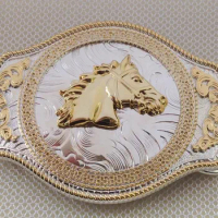 Retail Western Cowboy Belt Buckle With Cool 3D Gold Horse Metal Buckles suitable for 4cm wideth belt with continous stock