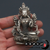 綠度母藏佛尼泊爾迷你版白銅小佛像擺件手把件古玩銅像供奉