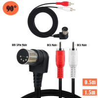 90 degree 5-Pin DIN Male MIDI Cable to 2 Dual RCA Male Plug Audio Cable For Naim Quad Stereo Systems 5 Pin DIN Male Plug Newest