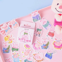 44pcs happy pink pig sticker tag design sticker as Gift Tag Christmas gift Decoration scrapbooking DIY Sticker