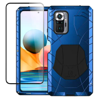 For Xiaomi Redmi Note10 pro Case Hard Aluminum Metal Heavy Duty Protection Cover for Redmi Note 10Pro Tempered Glass Gift