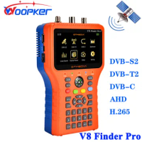 Woopker V8 Finder Pro 2 DVB-S2 DVB-T2 DVB-C Freesat 1080P HD AHD H.265 Sat Free Satellite Finder Meter