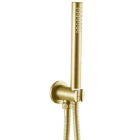 brushed gold Brass Hand Shower Set Wall Mounted Hand Held Brass Shower Head Brass Holder &amp; Hose Water Saving Shower Sprayer