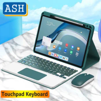 ASH Keyboard Case with Touchpad Mouse For iPad Pro 12.9 2021 2020 2018 Smart Flip Stand PU Soft Cover Bluetooth Keyboard Cover