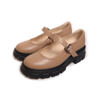 【KOKKO 集團】個性輕量厚底圓頭瑪莉珍鞋(駝色)