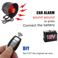 12V Car Security System Horn Siren Alarm With 2 Remote Controls Anti-Theft One-Way Automotive Alarm System Burglar Protection