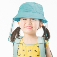 現貨飛沫漁夫帽護可拆卸隔離面罩遮臉兒童帽疫帽棒球帽9