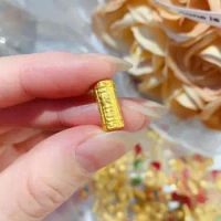 Pure 999 24K Yellow Gold Pendant Women 3D Gold Cylinder Necklace Pendant