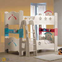 WAKUHOME 瓦酷家具 3.5尺兒童雙層床-星空彩虹(上下舖 兒童床 雙人床 床架)