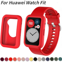 Silicone Strap+TPU Case for Huawei Watch Fit Original Replaceable Wristband Accessories for Huawei Watch Fit Protective Cover