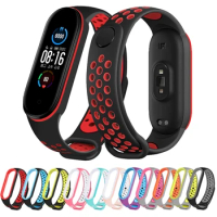 Two-color Silicone Strap for Mi Band 7 6 5 Bracelet Sport Smart Watch Replaceable wristband Correa for Mi Band 5 6 7 Accessories