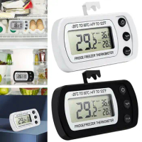Digital Fridge Thermometer Max/Min Record Waterproof Refrigerator Thermometer Large LCD Magnetic Back&amp; Hook for Home Bars Cafe