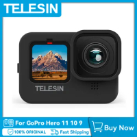 TELESIN Soft Silicone Case For GoPro 9 10 11 Lens Cap Blue Black Adjustable Hand Wrist Strap For GoPro Hero 9 10 11 In Stock