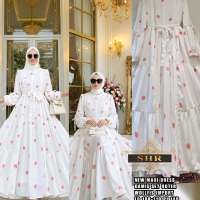 NEW READYY !! MAXI DRESS SET OUTHER ANGSA PUTIH WOLLFIS POLKADOT BY SHR ORI