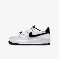 Nike Air Force 1 Lv8 GS [DQ0300-100] 大童 休閒鞋 運動 經典 扣環金飾 裂紋 白黑