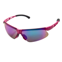 【Z-POLS】舒適運動型系列 質感桃紅框搭配電鍍鏡面七彩帥氣運動太陽眼鏡(抗紫外線UV400 舒適腳墊設計)