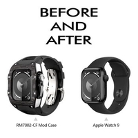 Modification Kit Carbon Fiber Case For Apple Watch 44mm 45mm Mod Kit Accessaries For iWatch SE 9/8/7/6/5/4 Silver