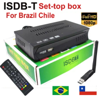 ISDB-T Set Top Box 1080P HD Terrestrial Digital Video Broadcasting TV Receiver with HDMI RCA Interface Cable for Chile Brazil