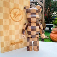 Rhombus Bearbrick KarimokuChess 400% 28cm Wooden Box Bear BE@RBRICK Wooden Handmade Gift Figure home decoration wooden bear