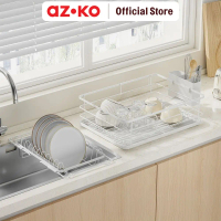 AZKO Stora Esilon Rak Piring Besi 2 Tingkat - Putih Rak Dapur Tempat Piring Tempat Penyimpanan Pirin