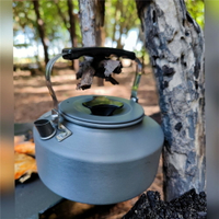 美麗大街 野外茶壺野營鋁合金1.1L咖啡壺便攜開水壺【1101028019】