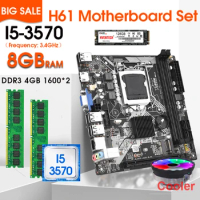 H61S LGA 1155 Motherboard Set with I5-3570 CPU and DDR3 2*4GB=8GB PC RAM 1600MHZ With CPU Cooler and 128GB M.2 SSD